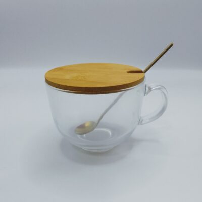 GLASS MUG WITH WOODEN TOP